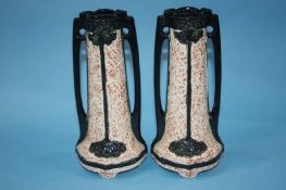 A pair of Art Nouveau design Eichwald vases, numbered 905/6, 23cm height