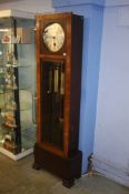 A walnut Art Deco style long case clock, dial signed Waller