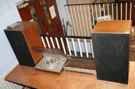 A Bang and Olufsen Beogram 3000 turntable and Beolab 5000 speakers