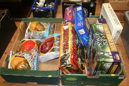 Two boxes of board games and toys includes 'Dragons Universe' eggs