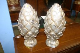 Two decorative 'Pine Cone' finials