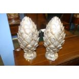 Two decorative 'Pine Cone' finials