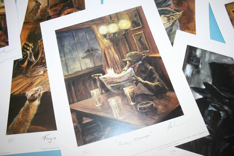 Eight prints by Mick Cawston, Limited edition, signed in pencil. Titles to include, Dog training - Image 3 of 3