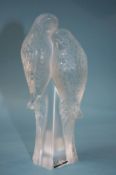 A modern Lalique of Paris model of two entwined budgerigar's, 19cm high