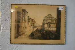 Pair of etchings, studies of Venice, signed in pencil, bears Birmingham Academy proof stamp, in