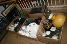 Three boxes of miscellaneous, Denby etc.