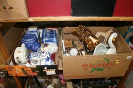 A shelf of miscellaneous, Ringtons, Sylvac etc.