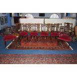 An eight piece Edwardian mahogany part salon suite, comprising four chairs, pair of bedroom chairs