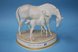 A Royal Worcester 'Prince's Grace and Foal' modelled by Doris Lindner, no. 104/250, with