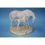 A Royal Worcester 'Prince's Grace and Foal' modelled by Doris Lindner, no. 104/250, with