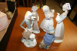 Five Nao and Lladro figures