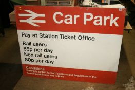 A large British Rail car park sign