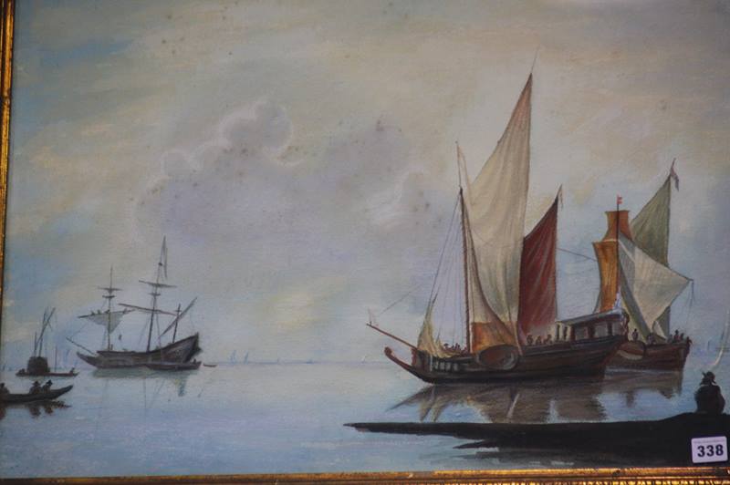 Gilt framed watercolour, Seascape, 48cm x 68cm