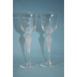 A set of Art Nouveau style 'Faberge' clear glass wine goblets