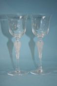 A set of Art Nouveau style 'Faberge' clear glass wine goblets