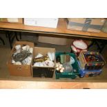 A large quantity of miscellaneous glass and china, miners lamp etc.