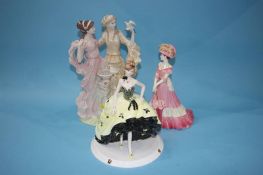 A Wedgwood figure, 'Peace and Friendship' and two Coalport Ladies (3)