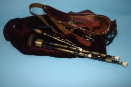 A set of Northumbrian small pipes, by D. G. Burleigh, with travel case