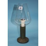 An oil fuelled hurricane lamp