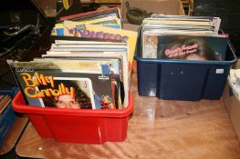 Three boxes of vinyls, Billy Connelly etc.