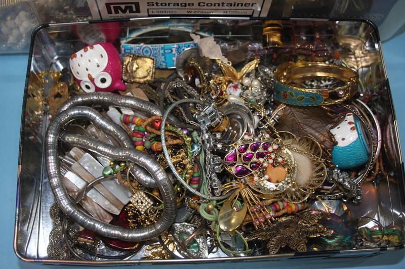 Quantity of assorted costume jewellery, in two boxes