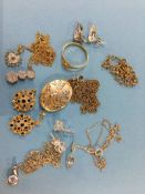 Bag of assorted 9ct and silver jewellery