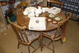 Modern drop leaf table and four chairs