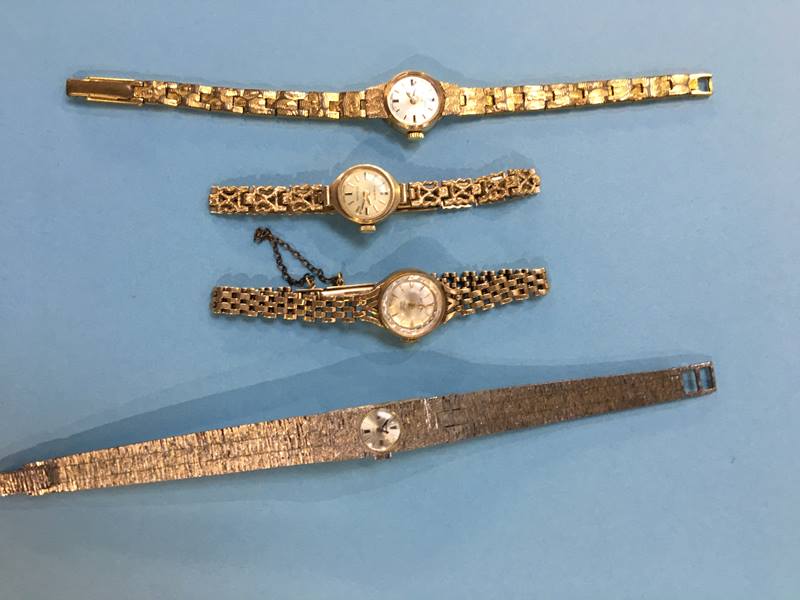 Two ladies 9ct wristwatches and two others