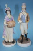 Pair of Royal Worcester 'The Hadley Collection' figures; 'Regency Gentleman' and 'Regency Lady'