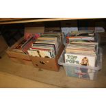 Three boxes of records; The Kinks, The Beatles etc.