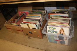 Three boxes of records; The Kinks, The Beatles etc.