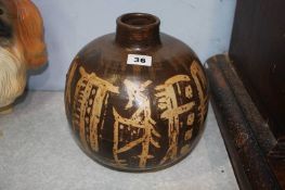 Studio Pottery vase, incised marks to base