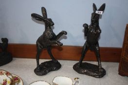 Pair of boxing hares