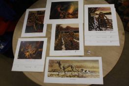 Collection of nine prints after Mick Cawston, signed and numbered in pencil