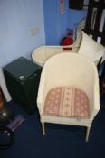 Basket weave crib, chair and linen box