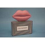 Rose Pink Perspex ‘Lips’ clutch bag from Lulu Guinness, with dust bag and box