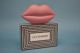 Rose Pink Perspex ‘Lips’ clutch bag from Lulu Guinness, with dust bag and box