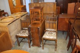 Oak dining room suite and a nest of tables