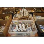 Two boxes of model ships etc.