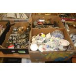 Three boxes of miscellaneous, silver plate etc.