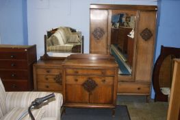 An oak bedroom suite