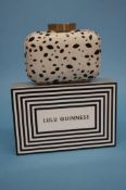 Black and White leather 'Flossie' clutch bag from Lulu Guinness, with dust bag and box