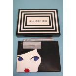 Medium Lulu 'Doll Face Grace' black and chalk bag from Lulu Guinness, with box