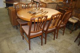 Teak dining table and six chairs