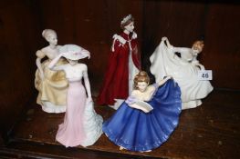 Five Royal Doulton and Coalport figures