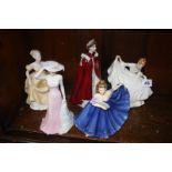 Five Royal Doulton and Coalport figures