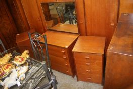 A pair of Stag teak bedside drawers and a dressing table