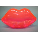 Neon Pink Perspex ‘Lips’ clutch bag from Lulu Guinness, with dust bag and box