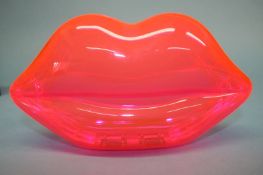 Neon Pink Perspex ‘Lips’ clutch bag from Lulu Guinness, with dust bag and box