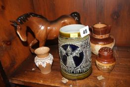 Assorted Royal Doulton salt glaze pottery etc.